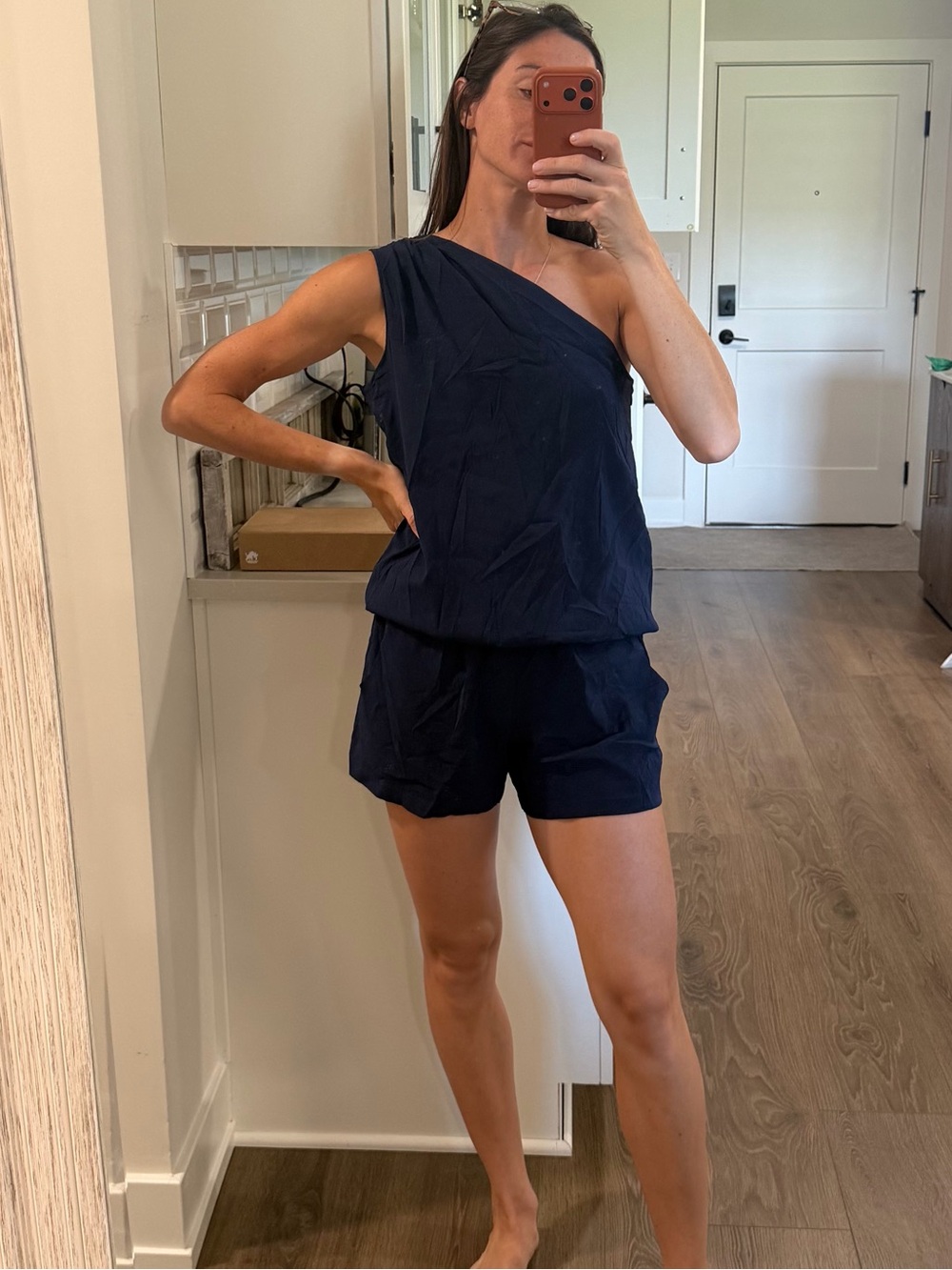 Ramy Brook Navy One-Shoulder Romper XS